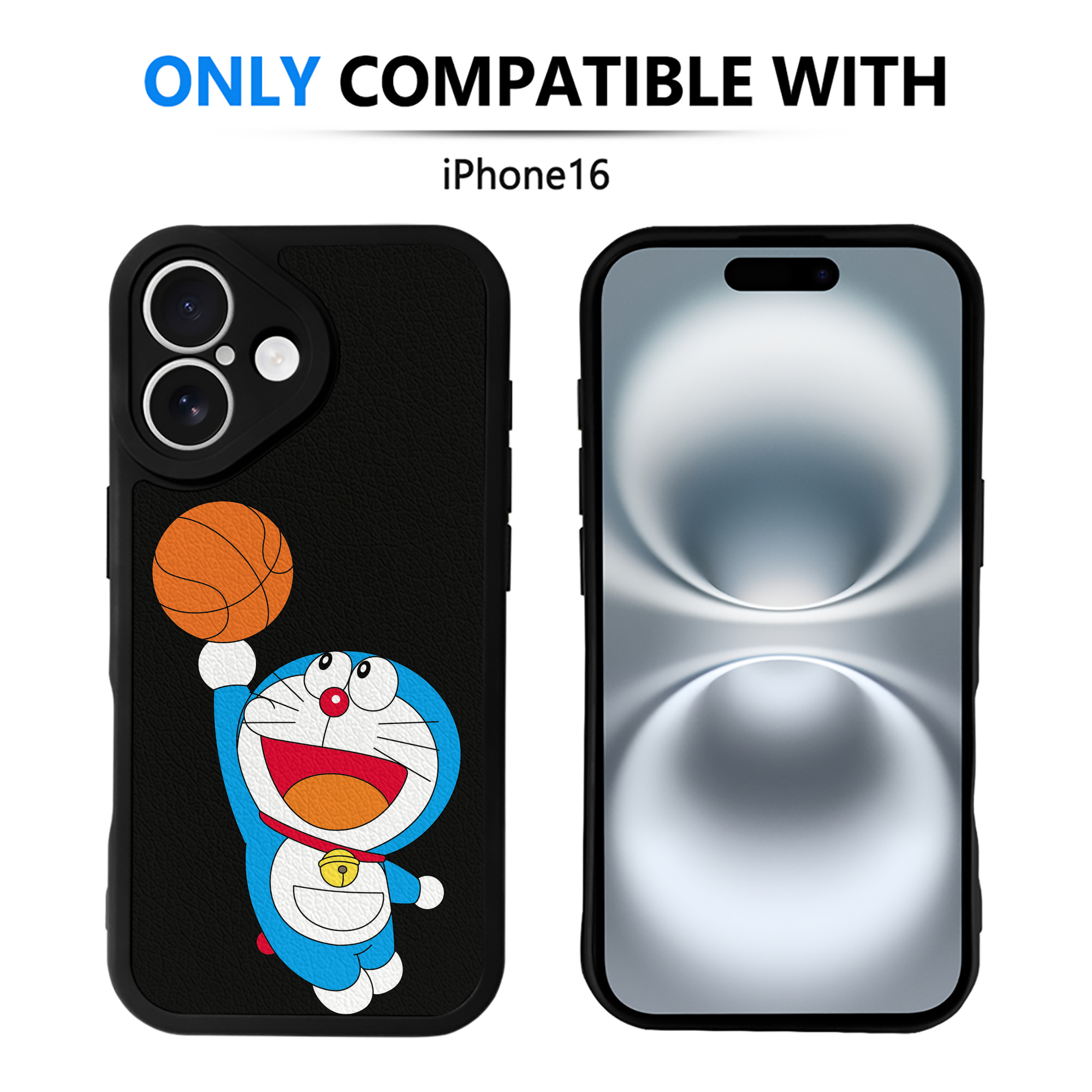 （画像用） ドラえもん Doraemon 【iPhone 16シリーズ対応】シリコンスマホケース（レザー調） 材質：シリコン